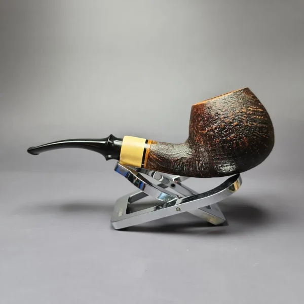 Mina Pipes Sandblasted Apple w/ Boxwood Estate Briar Pipe, Unsmoked - Image 4
