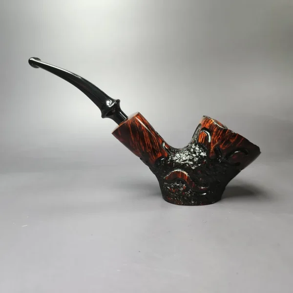 Nording Moss XL Partially Rusticated Freehand Sitter Estate Briar Pipe, Unsmoked - Image 4