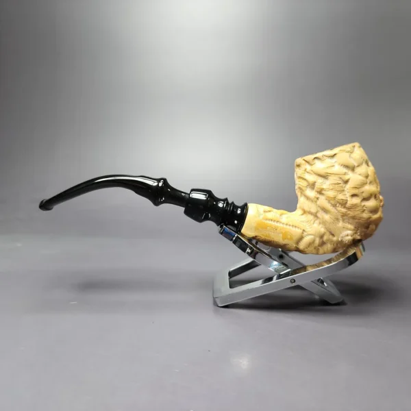 Rustic Army Mount Bent Billiard Estate Block Meerschaum Pipe, Turkish Estates - Image 4