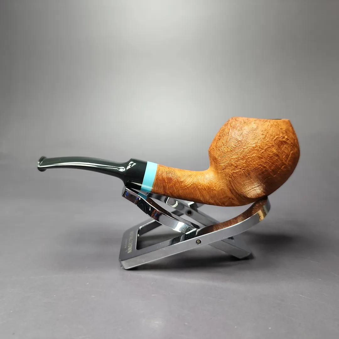 Reum Pipes Tan Sandblasted Apple w/ Resin Briar Pipe, Unsmoked - Image 4