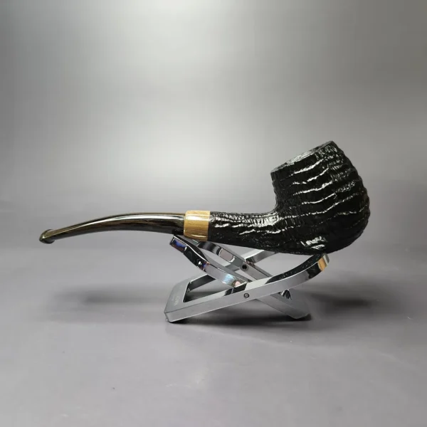 la Biota "Economica" Rusticated Bent Billiard w/ Olivewood Briar Pipe, New - Image 4