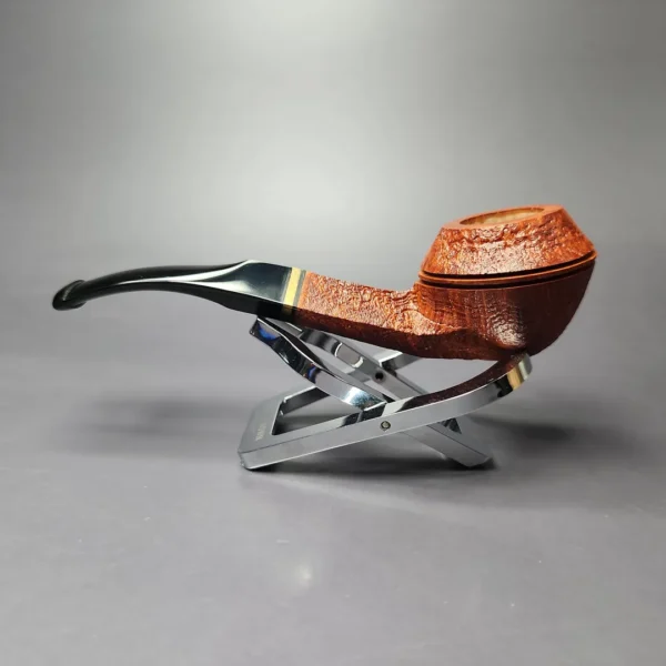 Mina Pipes Sandblasted Bent Bulldog Estate Briar Pipe, Unsmoked - Image 4