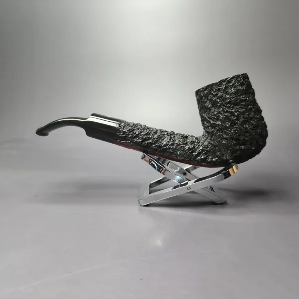 James Upshall Bark EXL Partially Rusticated Bent Billiard Estate Briar Pipe, Unsmoked - Image 4