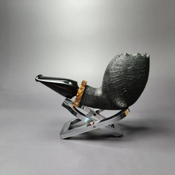 Peter Toth Sandblasted Stubby Freehand w/ Black Palm Handmade Briar Pipe, New - Image 4