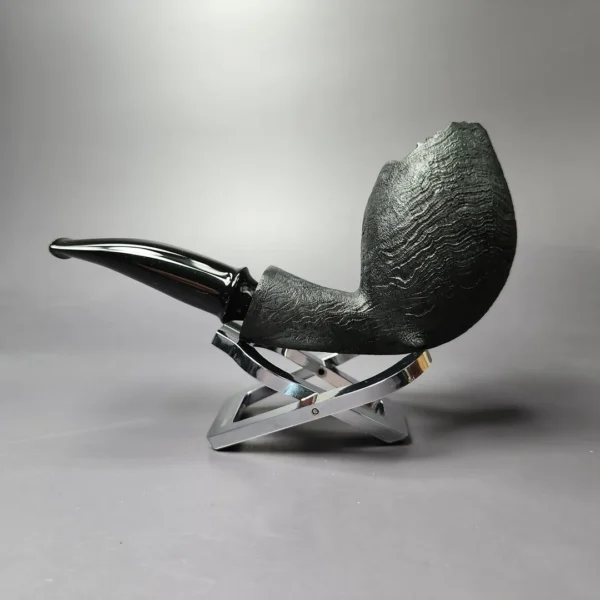 Peter Toth Black Sandblasted Egg w/ Plateaux Handmade Briar Pipe, New - Image 4