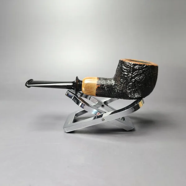 Nathan Armentrout Partially Sandblasted Nosewarmer Pot Handmade Briar Pipe, New - Image 4