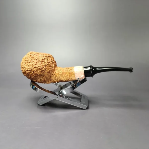 Pipe Tristan Granite Rusticated Author w/ Durat Handmade Briar Pipe, New - Image 4