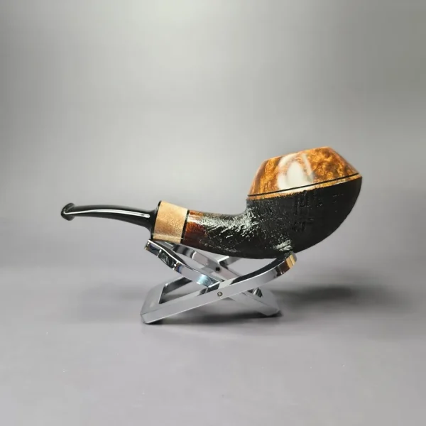 Nathan Armentrout Partially Sandblasted "Rad Davis Rhodesian" Handmade Briar Pipe, New - Image 5