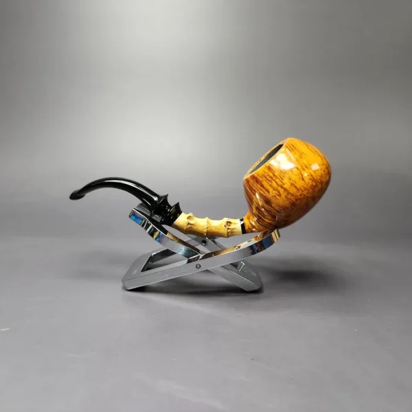 C-Pipe Smooth Tomato w/ Bamboo & Ebonite Briar Pipe, New - Image 5