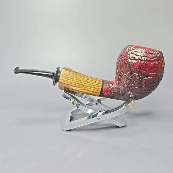 Robertson Pipes Contrast Sandblasted Egg w/ Faceted Bocote Handmade Briar Pipe, New - Image 5