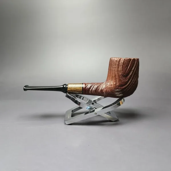 MBSD Briars by Piero Vitale Sandblasted Billiard w/ Zebrawood Briar Pipe, New - Image 5