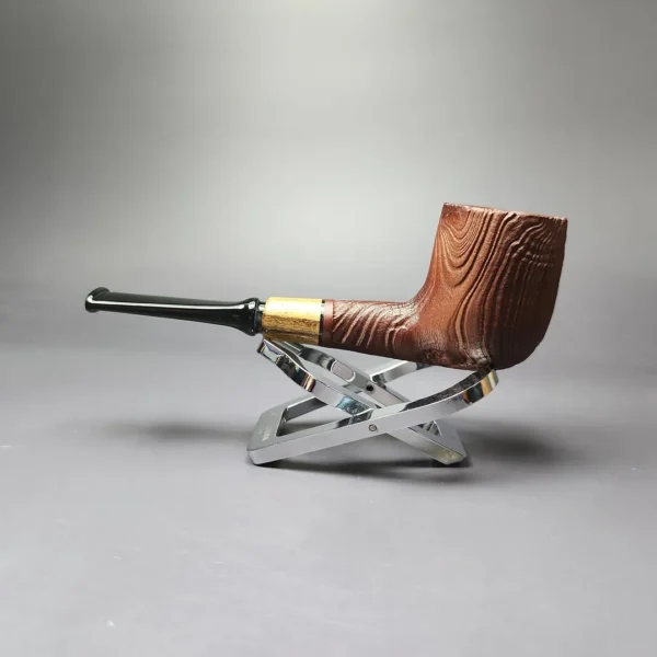 MBSD Briars by Piero Vitale Vintage Sandblasted Billiard w/ Olivewood Briar Pipe, New - Image 5