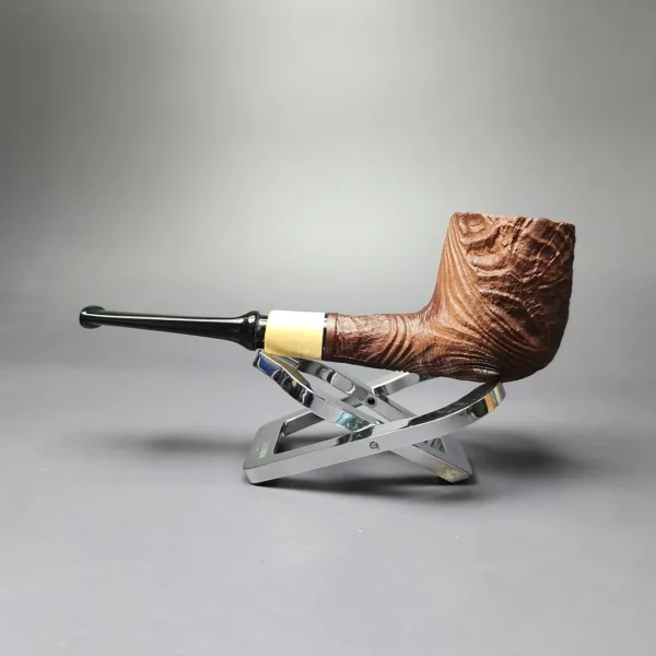 MBSD Briars by Piero Vitale Vintage Sandblasted Billiard w/ Boxwood Briar Pipe, New - Image 5