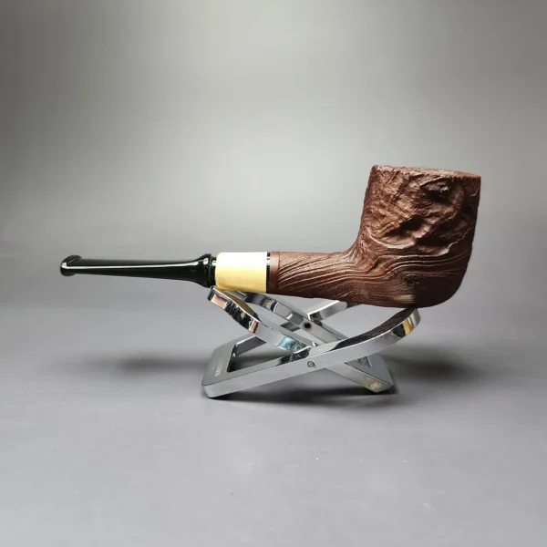 MBSD Briars by Piero Vitale Sandblasted Billiard w/ Olivewood Briar Pipe, New - Image 5