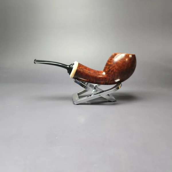 Sebastian Heck Smooth Egg w/ Mother of Pearl Handmade Briar Pipe, New - Image 5