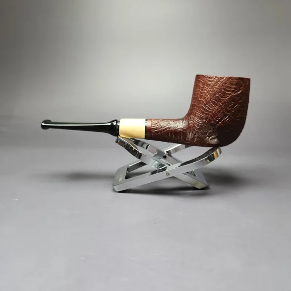 MBSD Briars by Piero Vitale Red Sandblasted Billiard w/ Boxwood Briar Pipe, New - Image 5