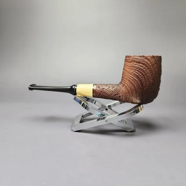MBSD Briars by Piero Vitale Sandblasted Billiard w/ Olivewood Briar Pipe, New - Image 5