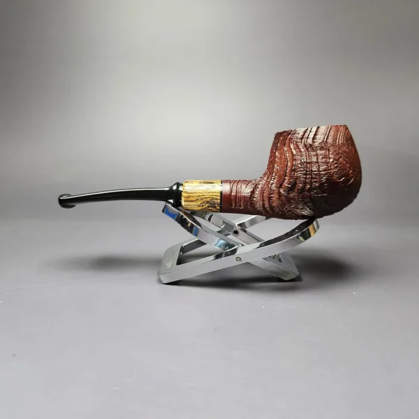 MBSD Briars by Piero Vitale Sandblasted Author w/ Zebrawood Briar Pipe, New - Image 5