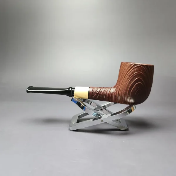 MBSD Briars by Piero Vitale Sandblasted Billiard w/ Olivewood Briar Pipe, New - Image 5