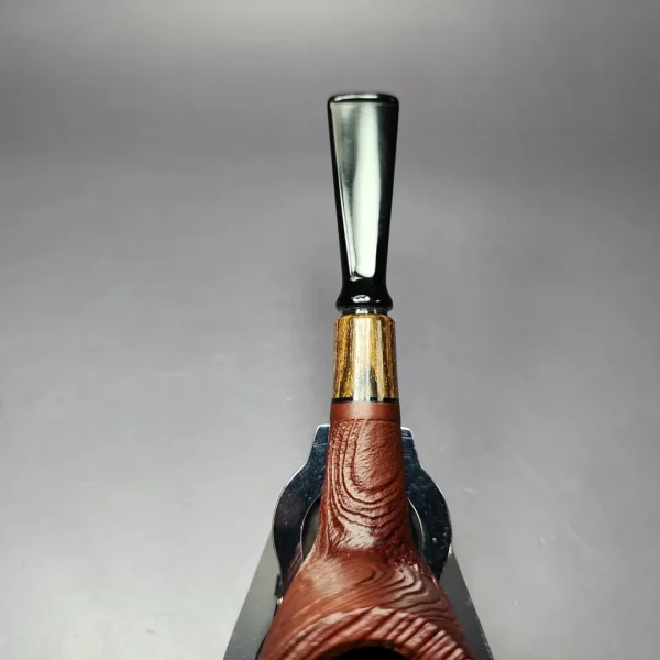 MBSD Briars by Piero Vitale Sandblasted Billiard w/ Zebrawood Briar Pipe, New - Image 6