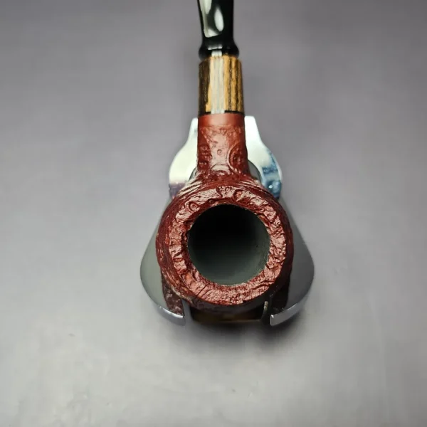 MBSD Briars by Piero Vitale Vintage Sandblasted Author w/ Zebrawood Briar Pipe, New - Image 6