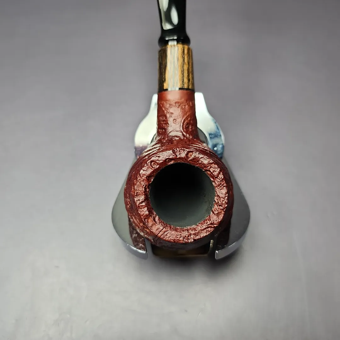 MBSD Briars by Piero Vitale Vintage Sandblasted Author w/ Zebrawood Briar Pipe, New - Image 6