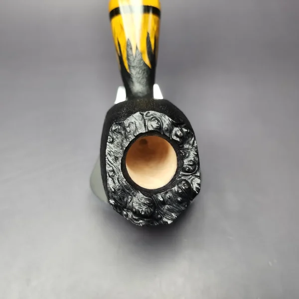Petr Thoth Sandblasted Flame Carved Freehand Handmade Briar Pipe, New - Image 6