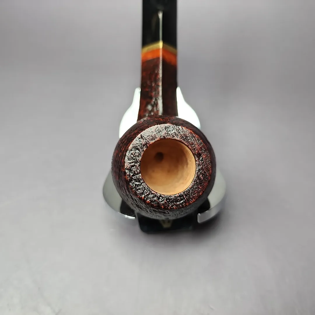 Mina Pipes Sandblasted Bulldog w/ Brass Estate Briar Pipe, Unsmoked - Image 6