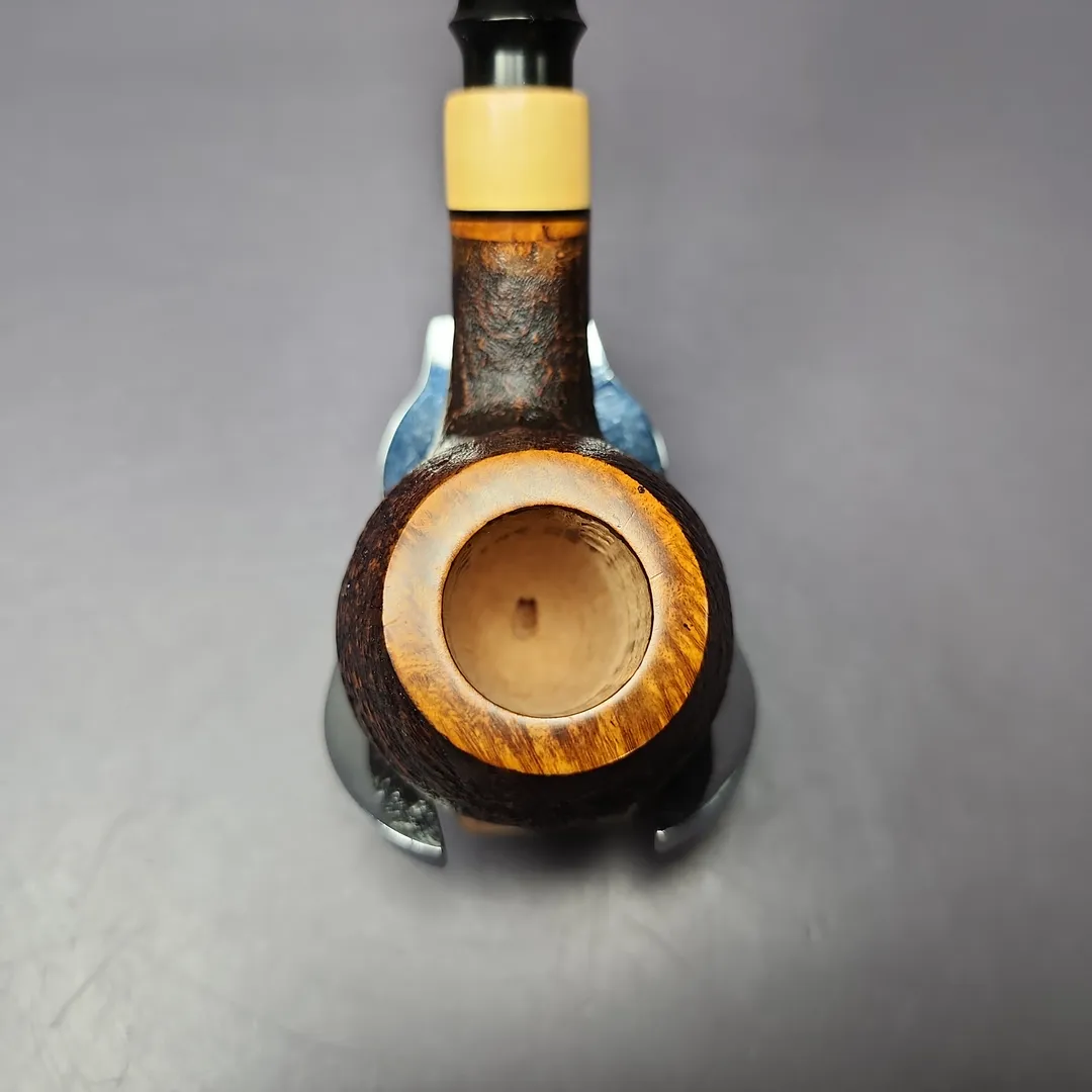 Mina Pipes Sandblasted Apple w/ Boxwood Estate Briar Pipe, Unsmoked - Image 6