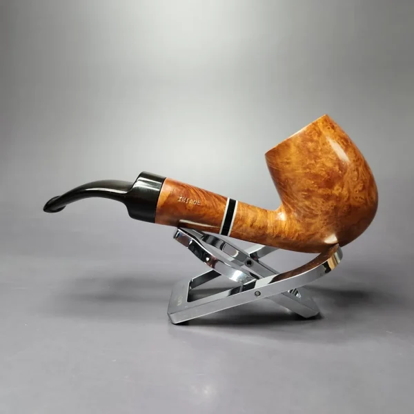 Brebbia Triade Smooth Bent Billiard Estate Briar Pipe, Italian Estates, 9mm - Image 6