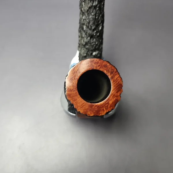 James Upshall Bark EXL Partially Rusticated Bent Billiard Estate Briar Pipe, Unsmoked - Image 6