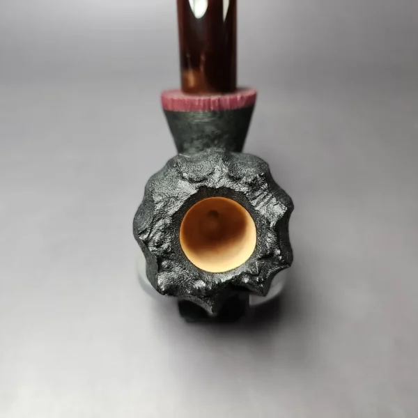 Peter Toth Black-blast Fluted Freehand w/ Purpleheart Handmade Briar Pipe, New - Image 6