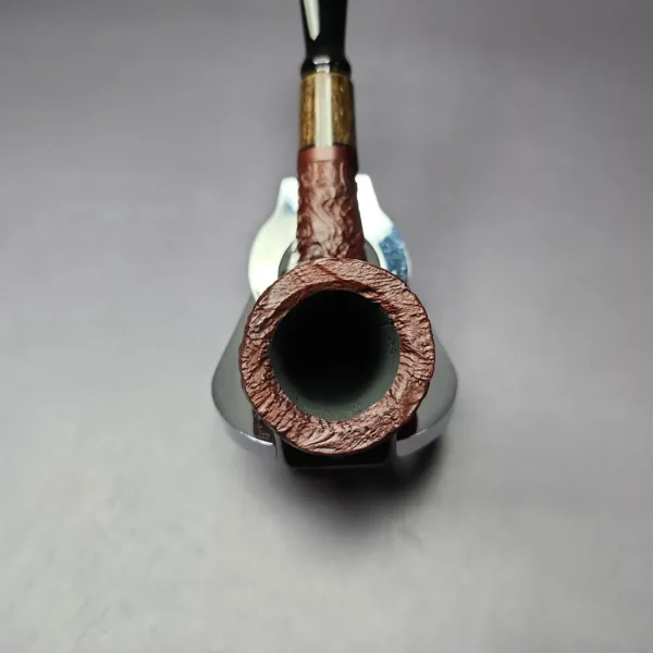 MBSD Briars by Piero Vitale Sandblasted Billiard w/ Zebrawood Briar Pipe, New - Image 7