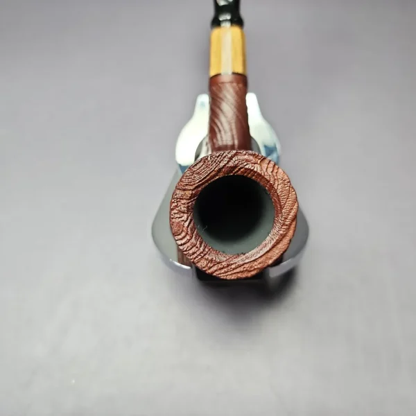 MBSD Briars by Piero Vitale Vintage Sandblasted Billiard w/ Olivewood Briar Pipe, New - Image 7