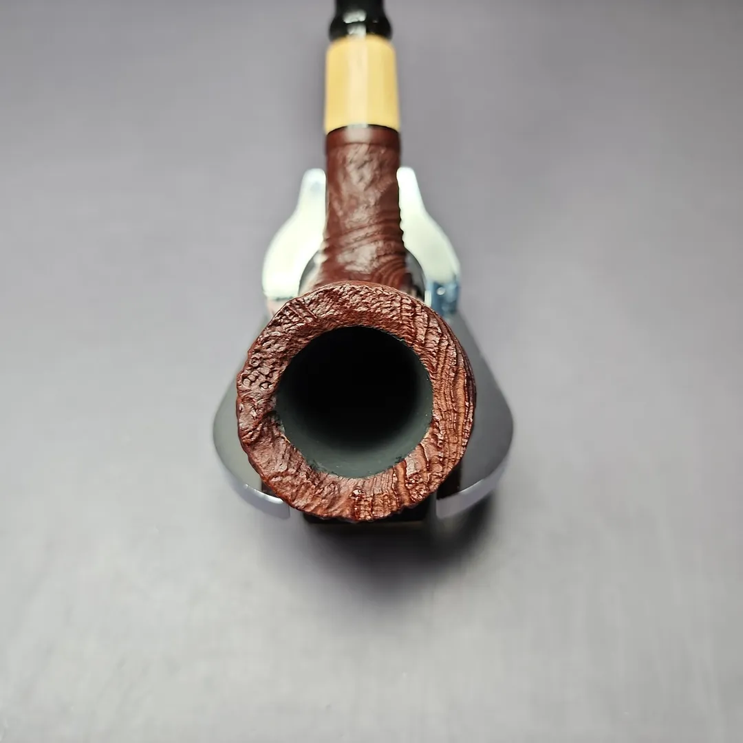 MBSD Briars by Piero Vitale Vintage Sandblasted Billiard w/ Boxwood Briar Pipe, New - Image 7