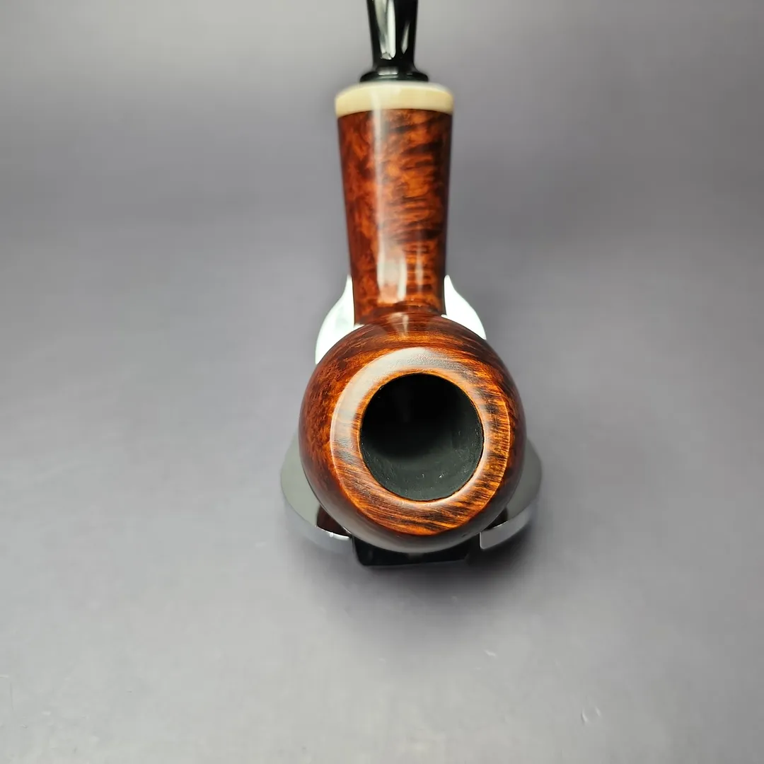 Sebastian Heck Smooth Egg w/ Mother of Pearl Handmade Briar Pipe, New - Image 7