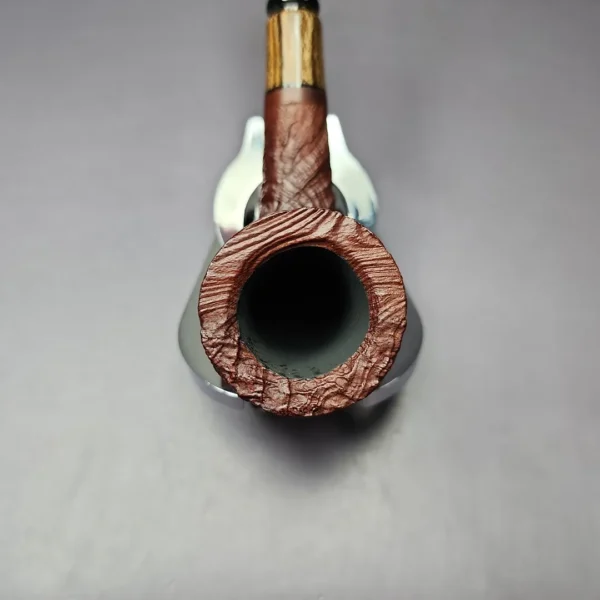 MBSD Briars by Piero Vitale Vintage Sandblasted Billiard w/ Zebrawood Briar Pipe, New - Image 7