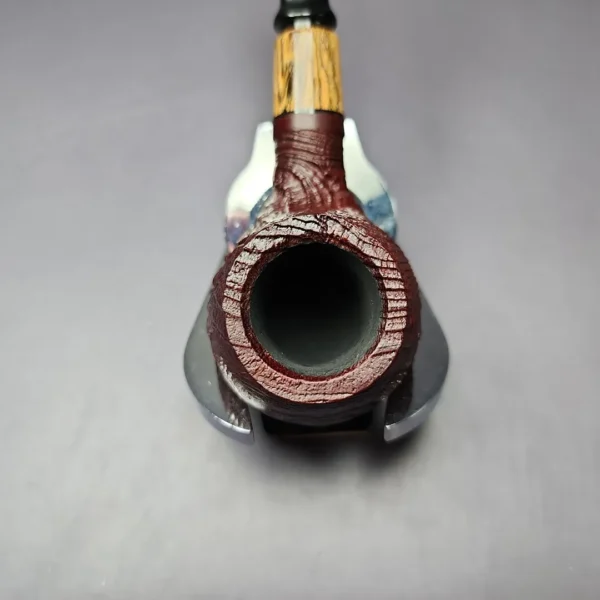 MBSD Briars by Piero Vitale Sandblasted Author w/ Zebrawood Briar Pipe, New - Image 7