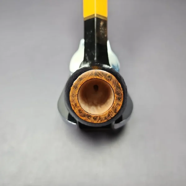 Mina Pipes Sandblasted Bulldog w/ Brass Estate Briar Pipe, Unsmoked - Image 7