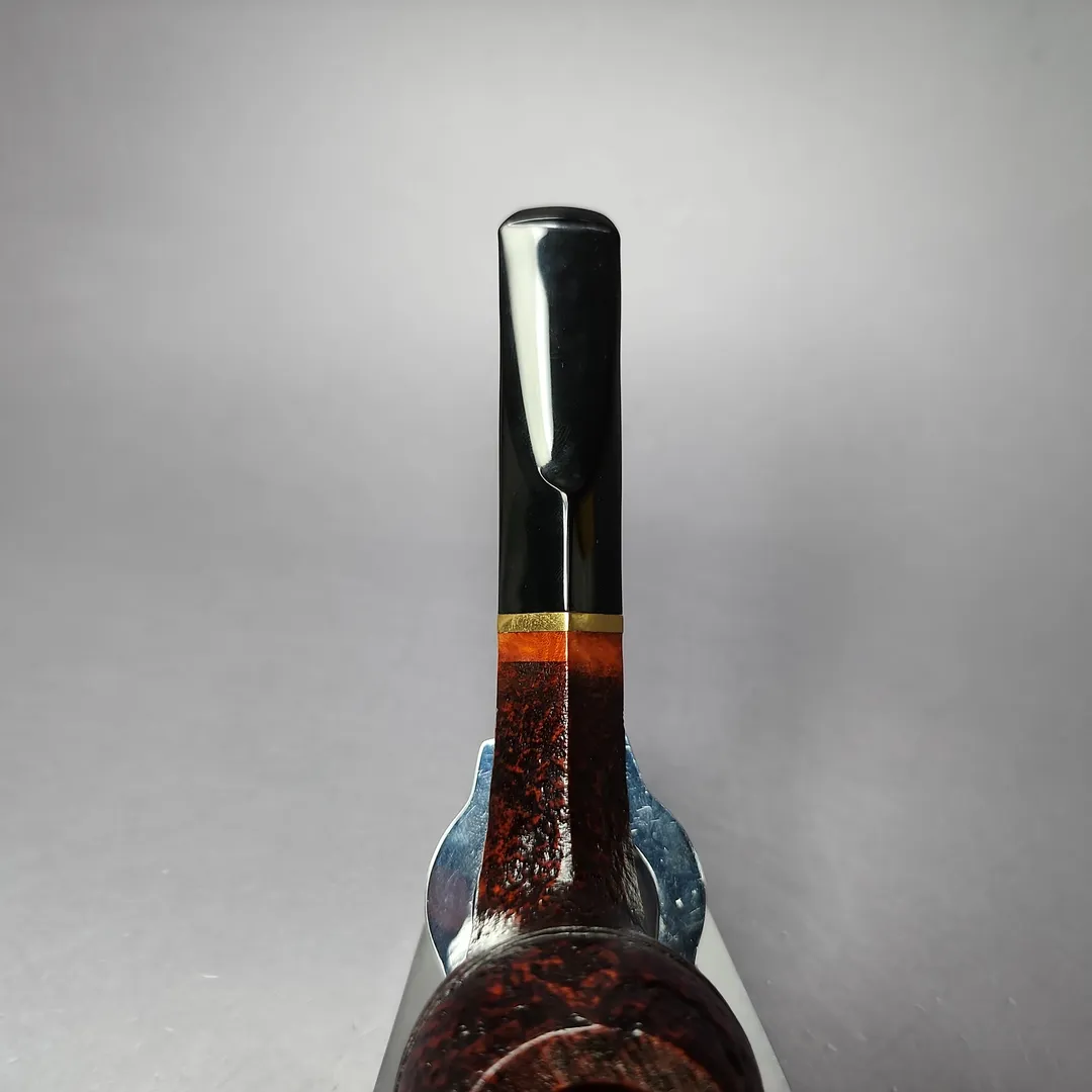 Mina Pipes Sandblasted Bulldog w/ Brass Estate Briar Pipe, Unsmoked - Image 7