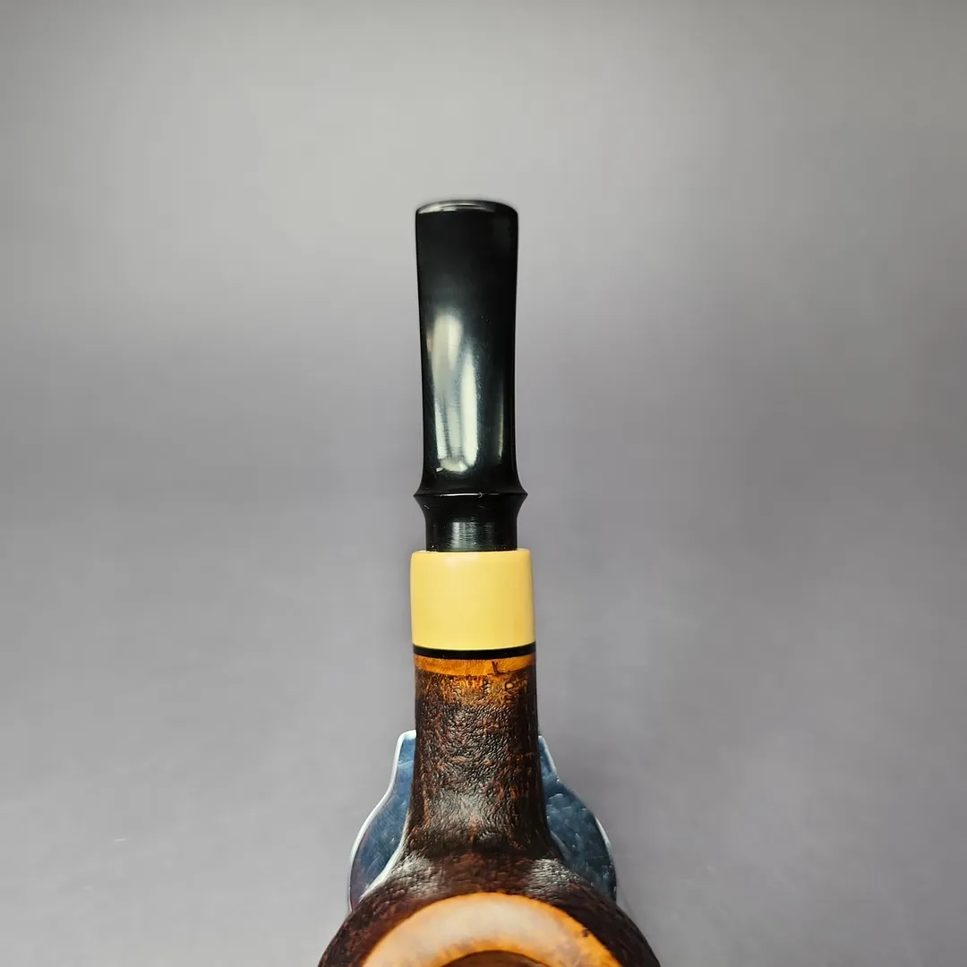 Mina Pipes Sandblasted Apple w/ Boxwood Estate Briar Pipe, Unsmoked - Image 7
