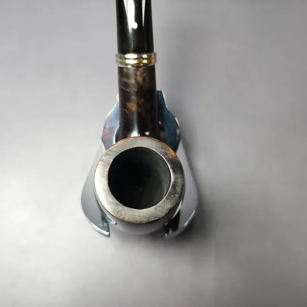 Dunhill 1991 Black Briar 4102 Smooth Bent Billiard w/ Silver Estate Briar Pipe, English Estates - Image 7