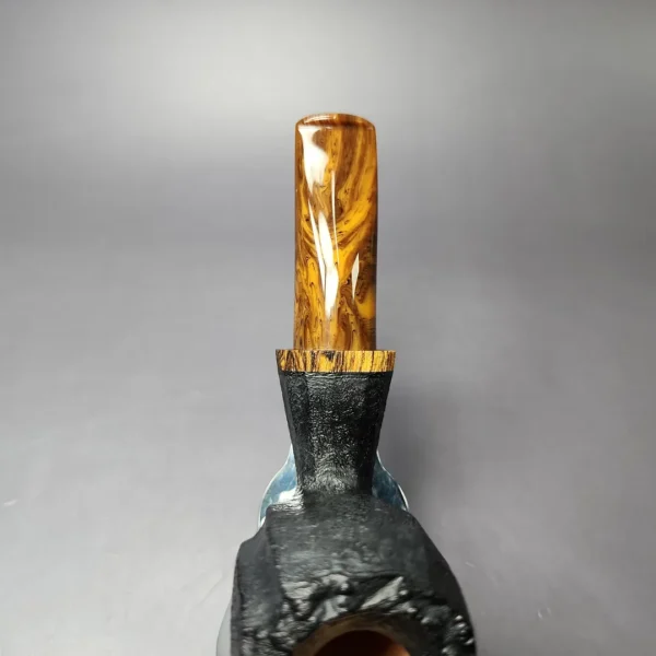 Peter Toth Black-blast Stack Freehand w/ Spalted Oak Handmade Briar Pipe, New - Image 7