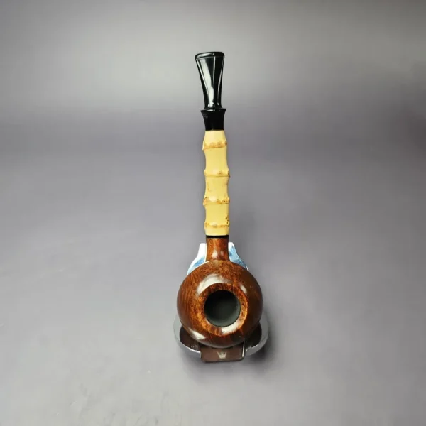 HS Studio Signature Grade Smooth Tomato w/ Bamboo Estate Briar Pipe, Unsmoked - Image 8