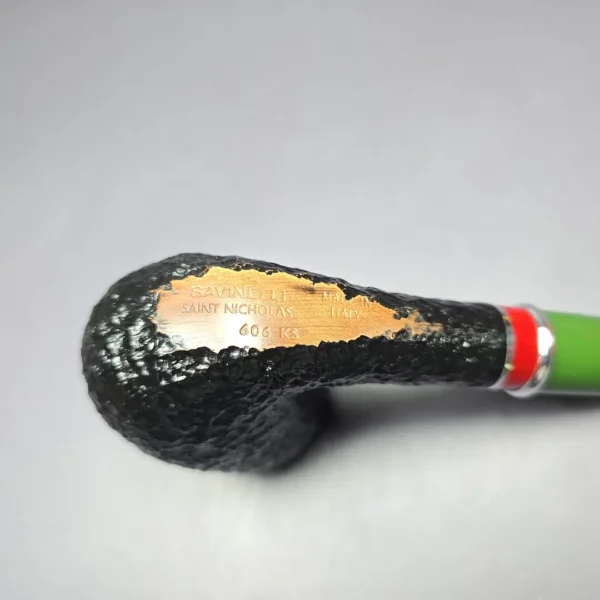 Savinelli 2025 Saint Nicholas 606 KS Rusticated Bent Billiard Briar Pipe, 6mm, New - Image 8