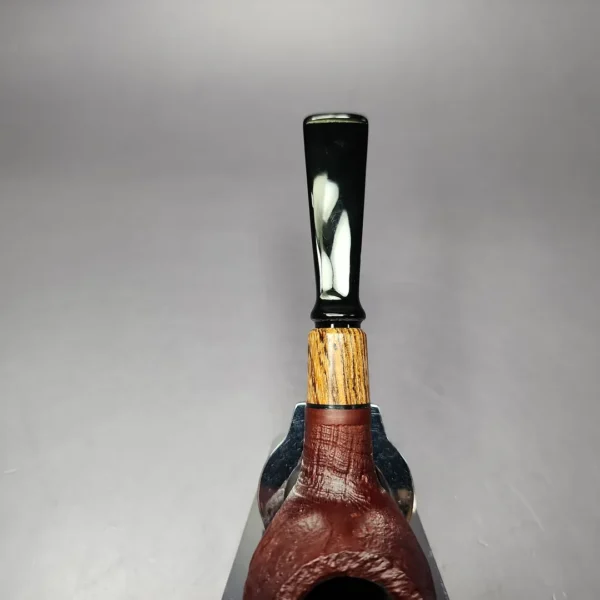 MBSD Briars by Piero Vitale Sandblasted Author w/ Zebrawood Briar Pipe, New - Image 8