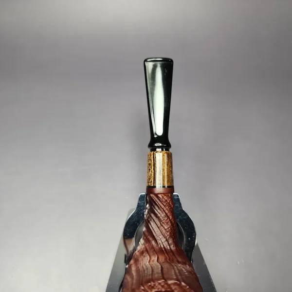 MBSD Briars by Piero Vitale Sandblasted Billiard w/ Zebrawood Briar Pipe, New - Image 8