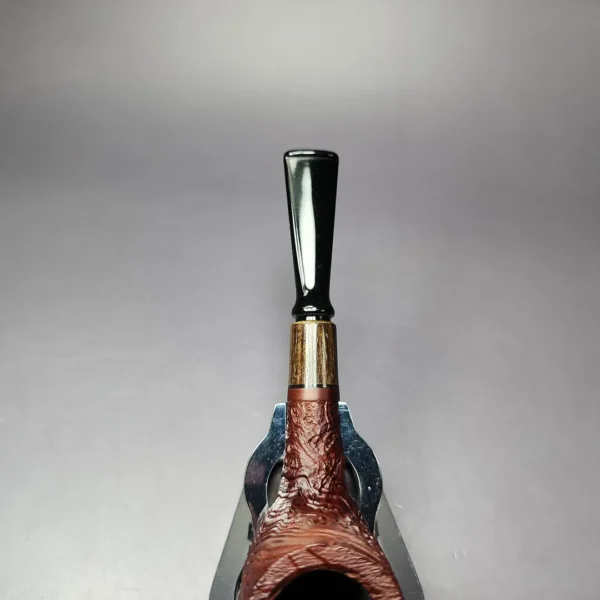 MBSD Briars by Piero Vitale Sandblasted Billiard w/ Zebrawood Briar Pipe, New - Image 8