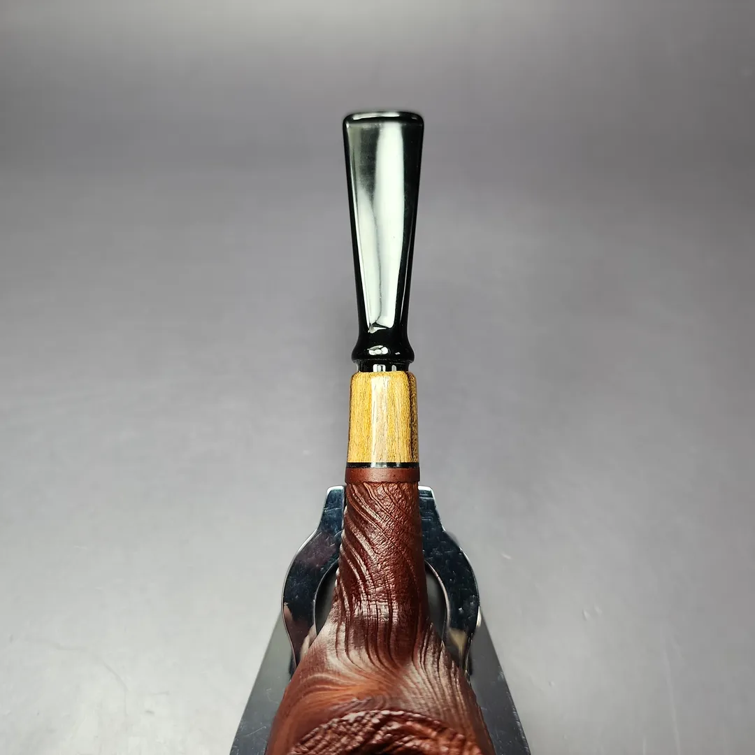 MBSD Briars by Piero Vitale Vintage Sandblasted Billiard w/ Olivewood Briar Pipe, New - Image 8