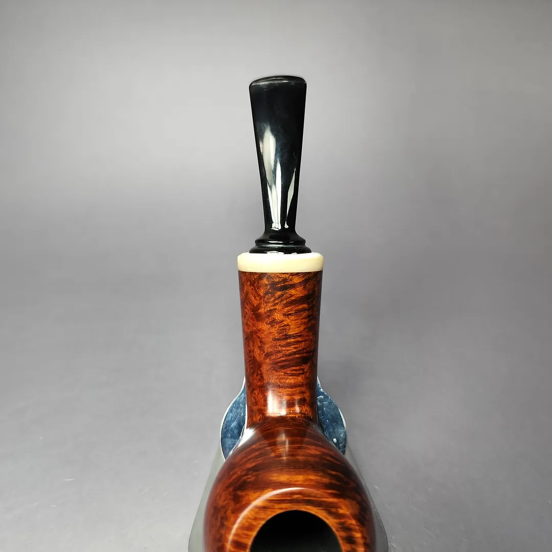 Sebastian Heck Smooth Egg w/ Mother of Pearl Handmade Briar Pipe, New - Image 8